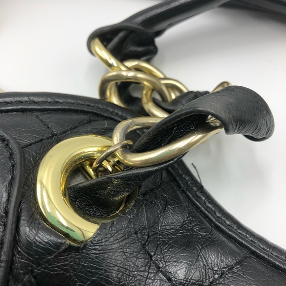 Marc Fisher Black Quilted Leather Hobo Bag - Picture 3 of 8